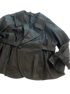 Lane Bryant Women’s Black Leather Swing Style Buckled Cuff Feminine Jacket 18-20